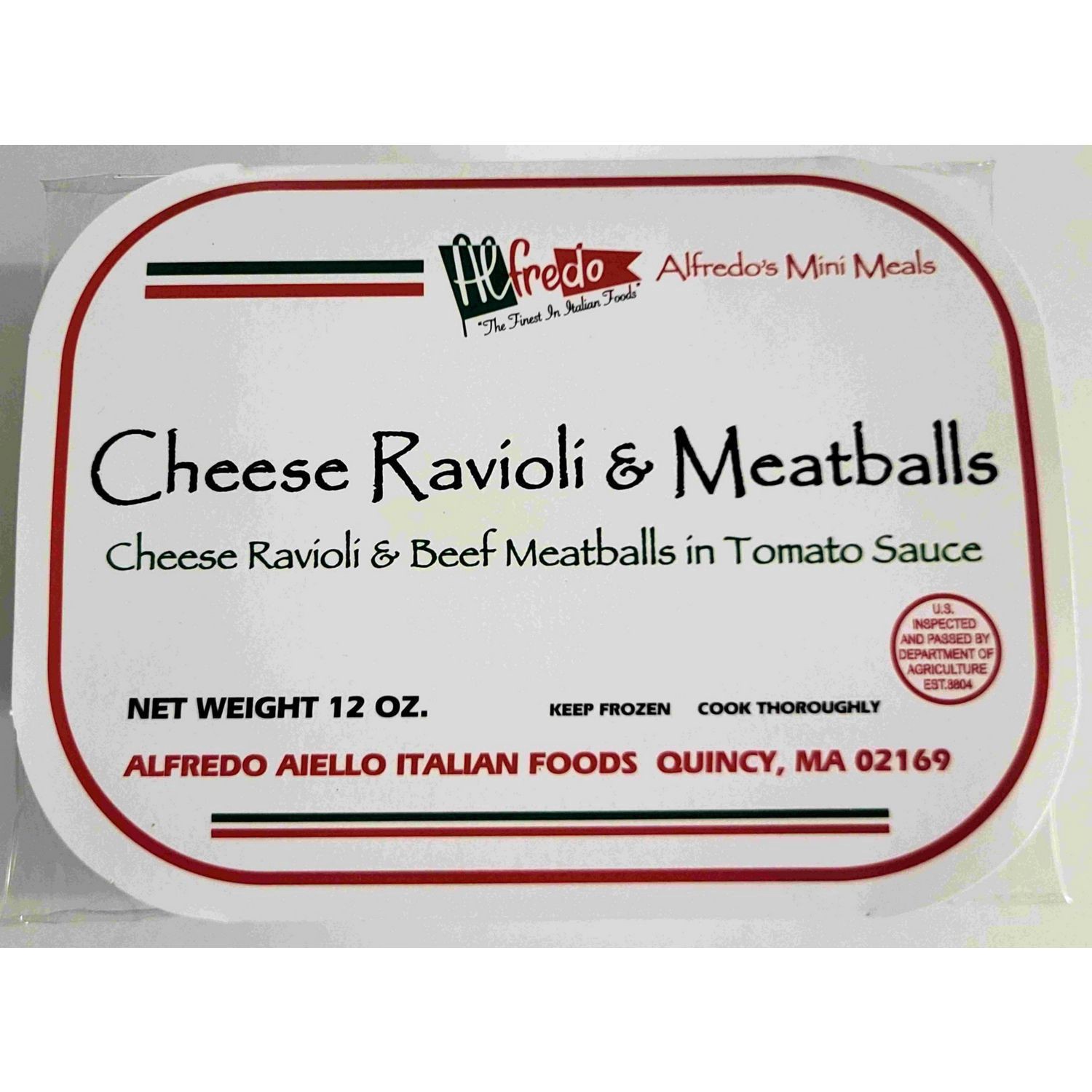 slide 1 of 1, Alfredo Frozen Entrees - Ravioli & Meatballs, 12 oz