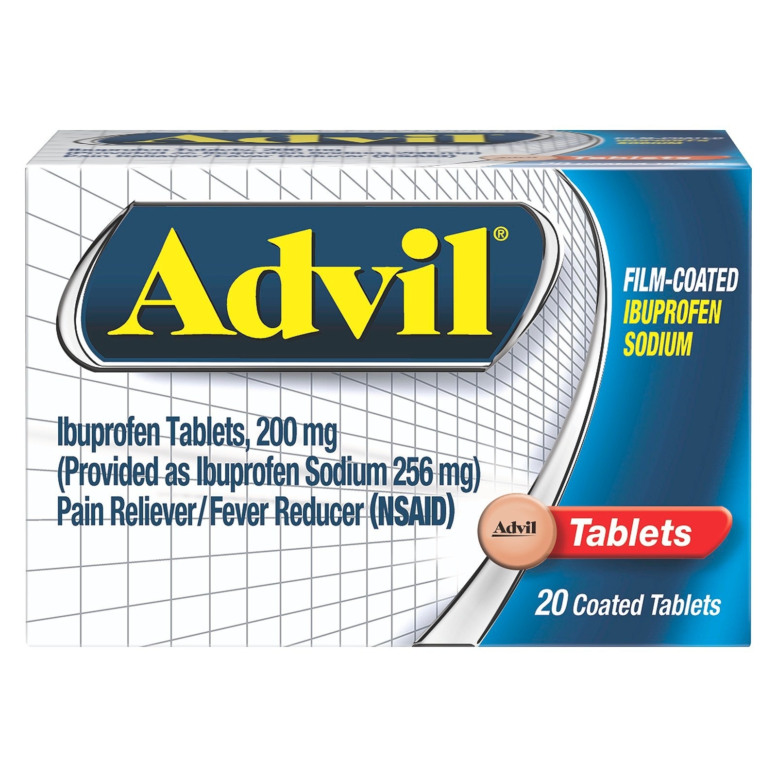 slide 1 of 7, Advil Pain Reliever And Fever Reducer Film Coated Tablets - Ibuprofen (NSAID), 20 ct