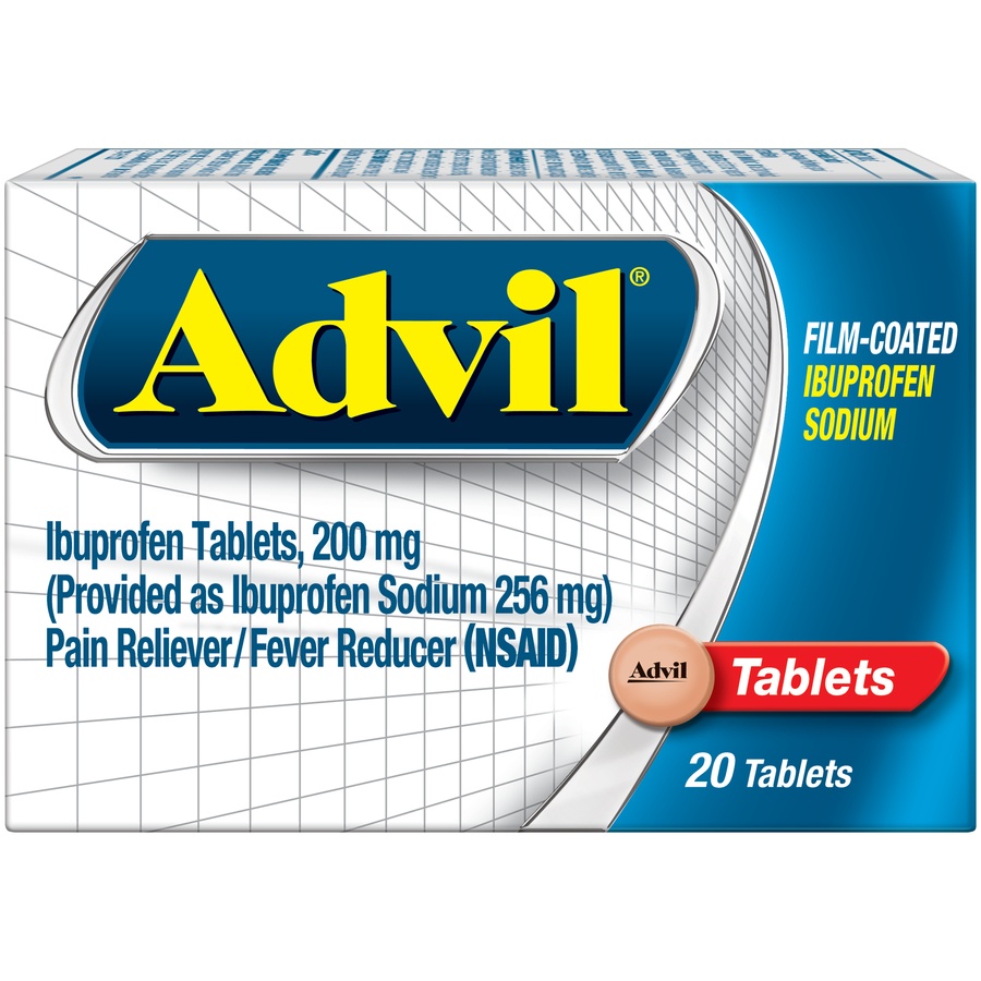 slide 1 of 7, Advil Pain Reliever And Fever Reducer Film Coated Tablets - Ibuprofen (NSAID), 20 ct