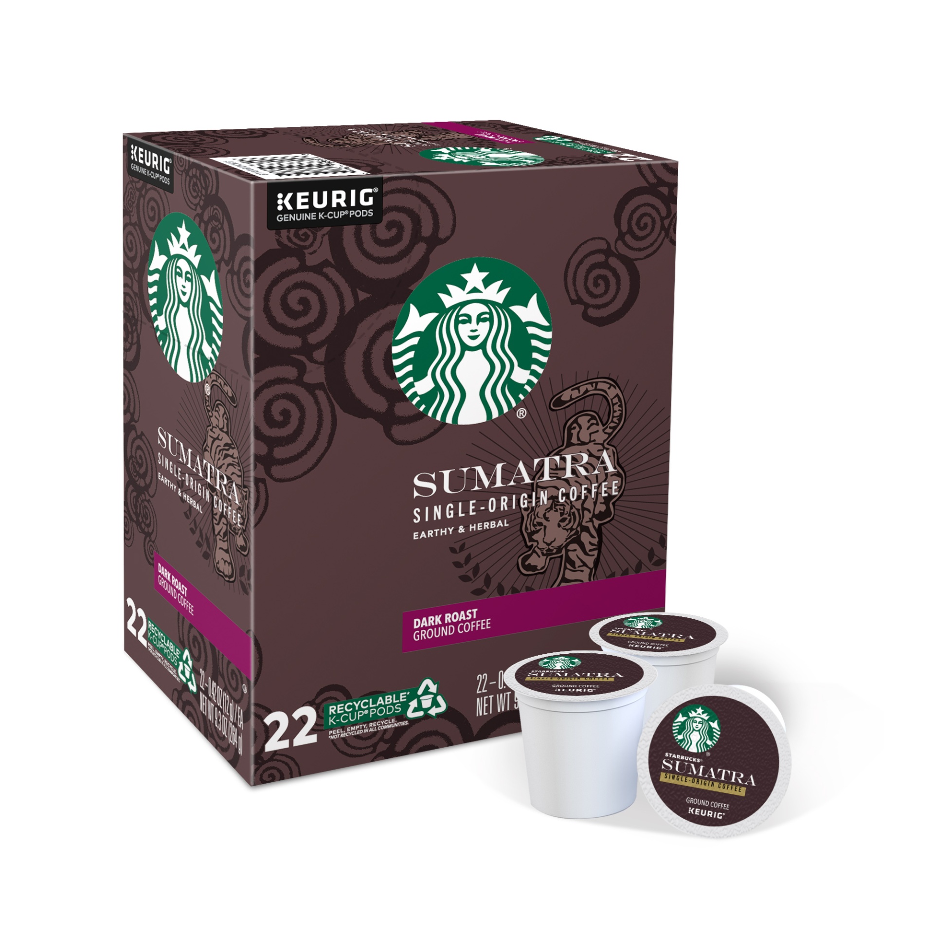 slide 1 of 8, Starbucks Sumatra Dark Coffee Keurig K-Cup Pods, 22 ct