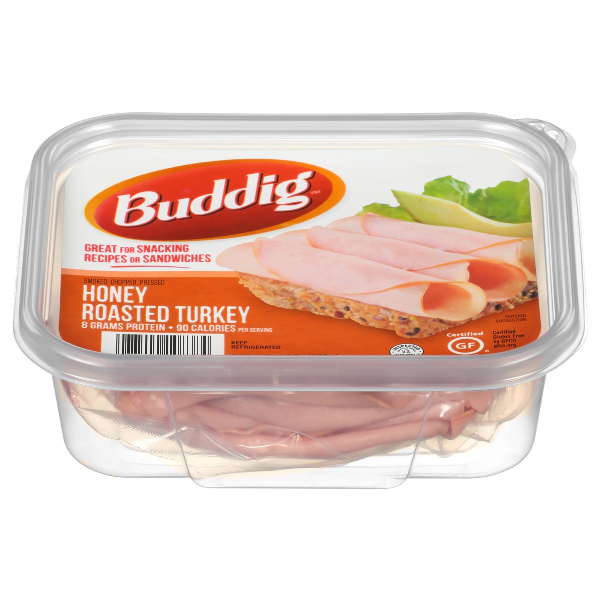 slide 1 of 11, Buddig Tub Honey Turkey, 9 oz