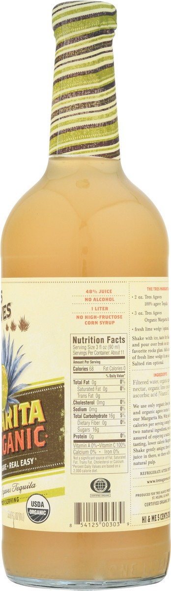 slide 3 of 14, Tres Agaves Organic Lime Margarita Mix, 1 Liter Bottle, 1 liter
