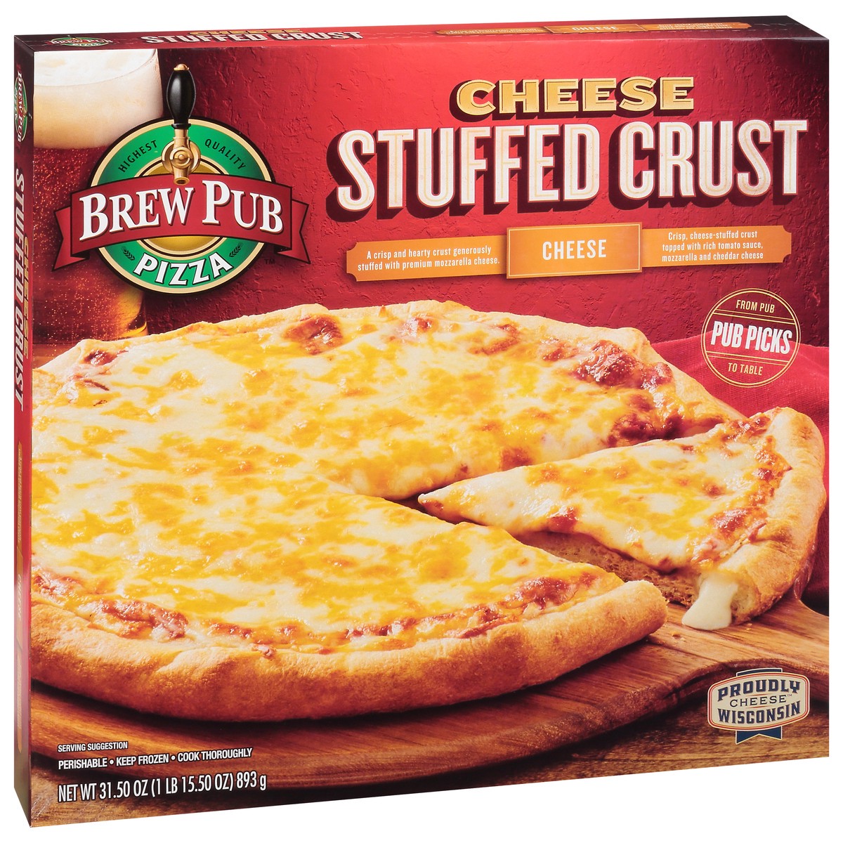 slide 10 of 14, Brew Pub Pizza Stuffed Crust Cheese Pizza 31.50 oz, 31.5 oz