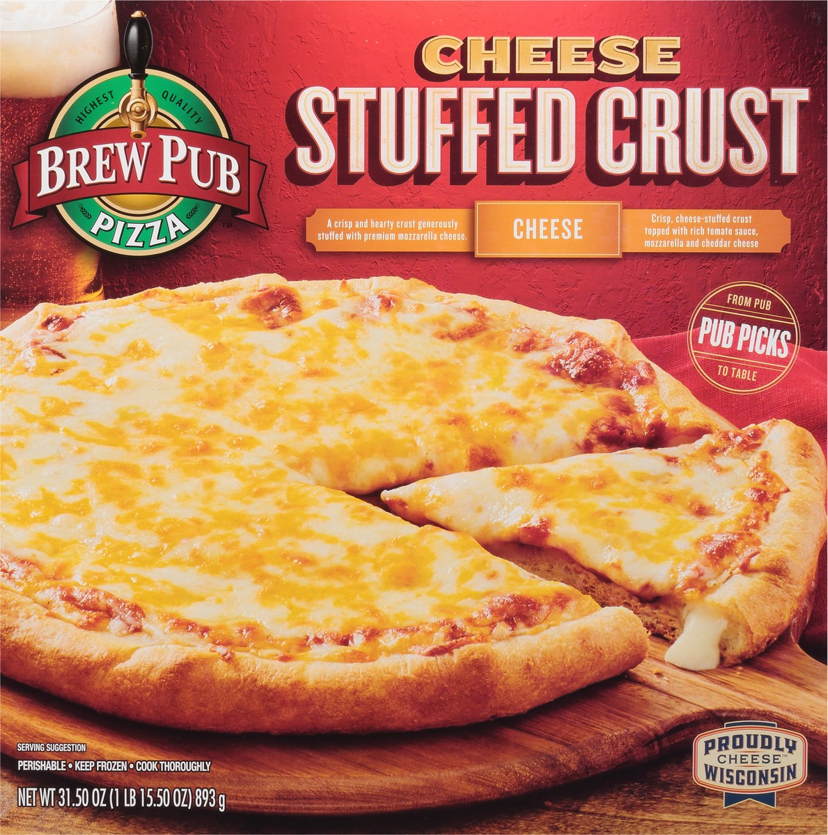 slide 11 of 14, Brew Pub Pizza Stuffed Crust Cheese Pizza 31.50 oz, 31.5 oz