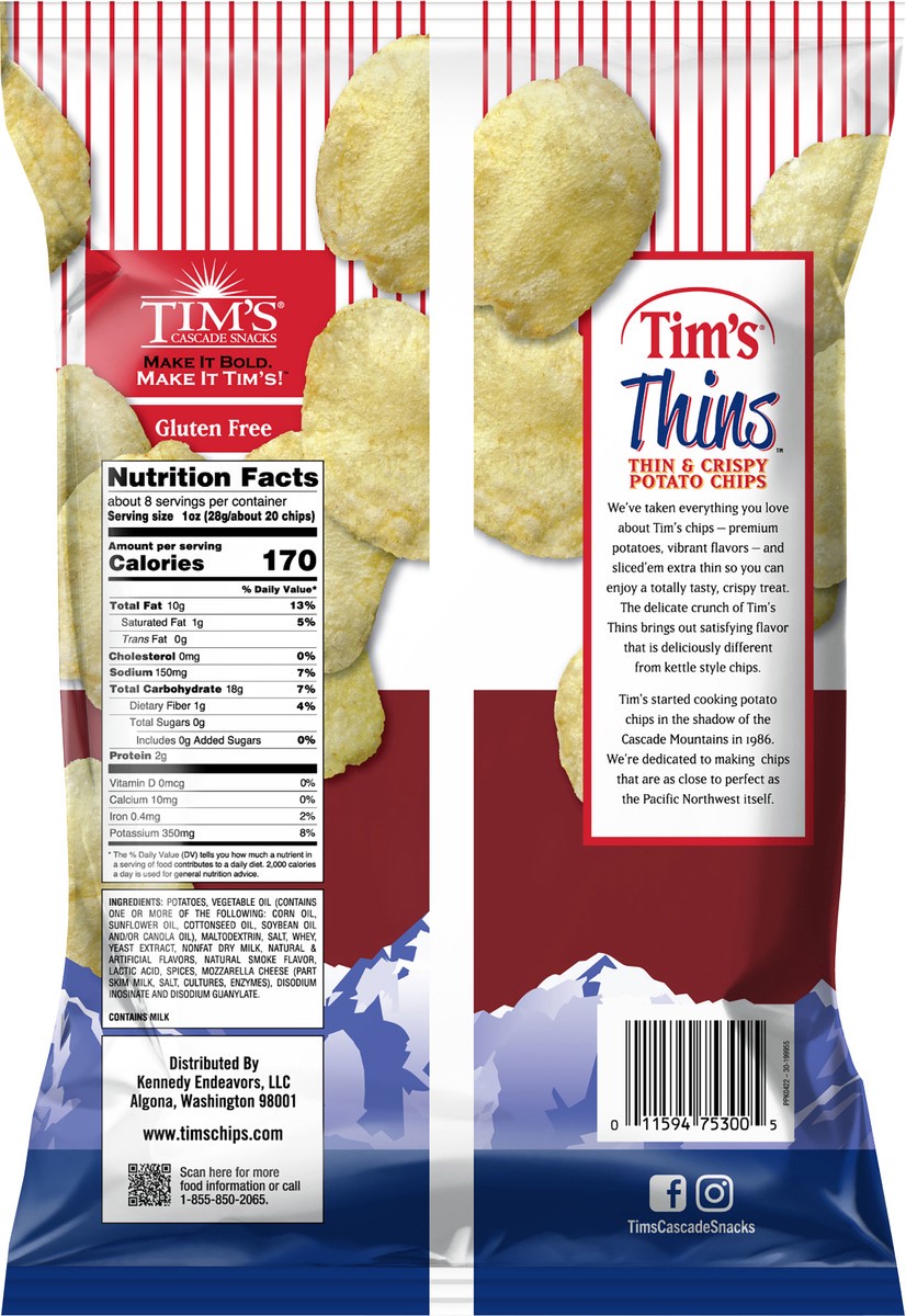 slide 7 of 7, Tim's Tim's Cascade Thins Smoked Gouda Chip - 7.5 oz, 7.5 oz