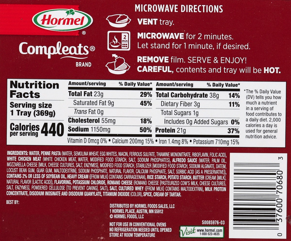 slide 6 of 6, Hormel Compleats Chicken Alfredo, 13 oz