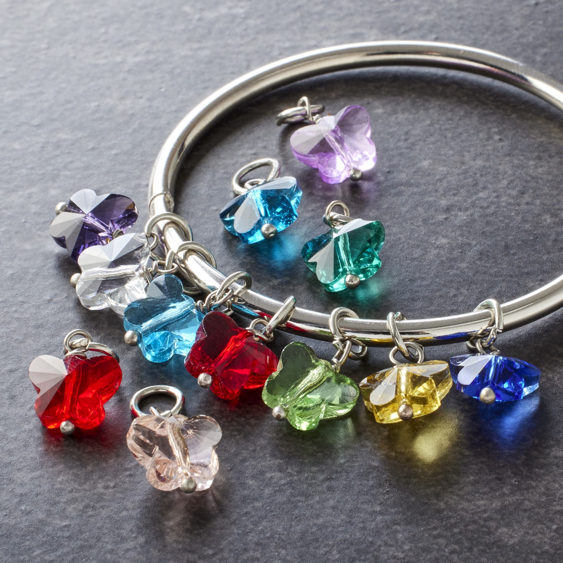 slide 2 of 2, Multicolored Rhodium Butterfly Charms By Bead Landing, 10mm x 8mm x 6mm