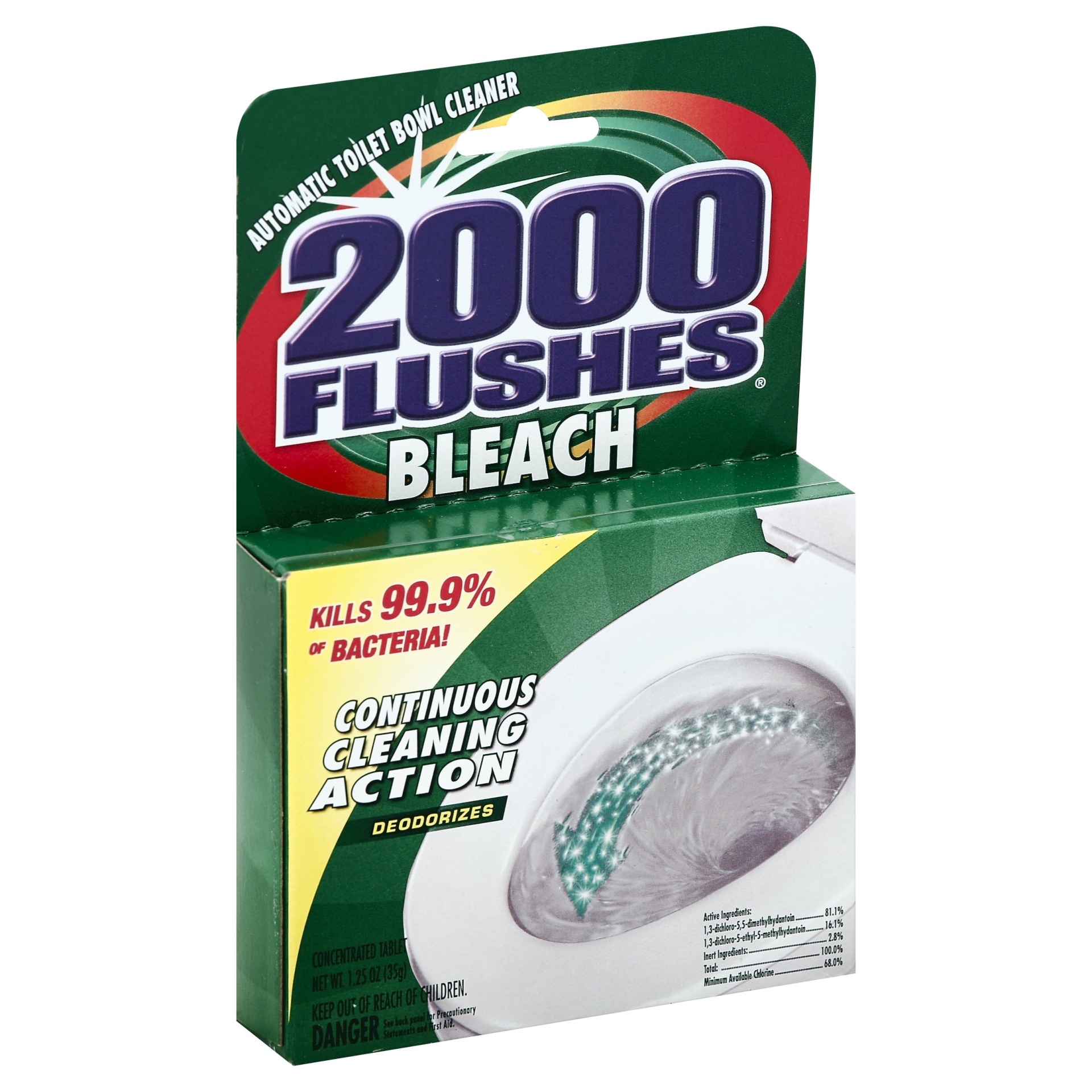 slide 1 of 1, 2000 Flushes Automatic Toilet Bowl Cleaner with Bleach, 1.25 oz