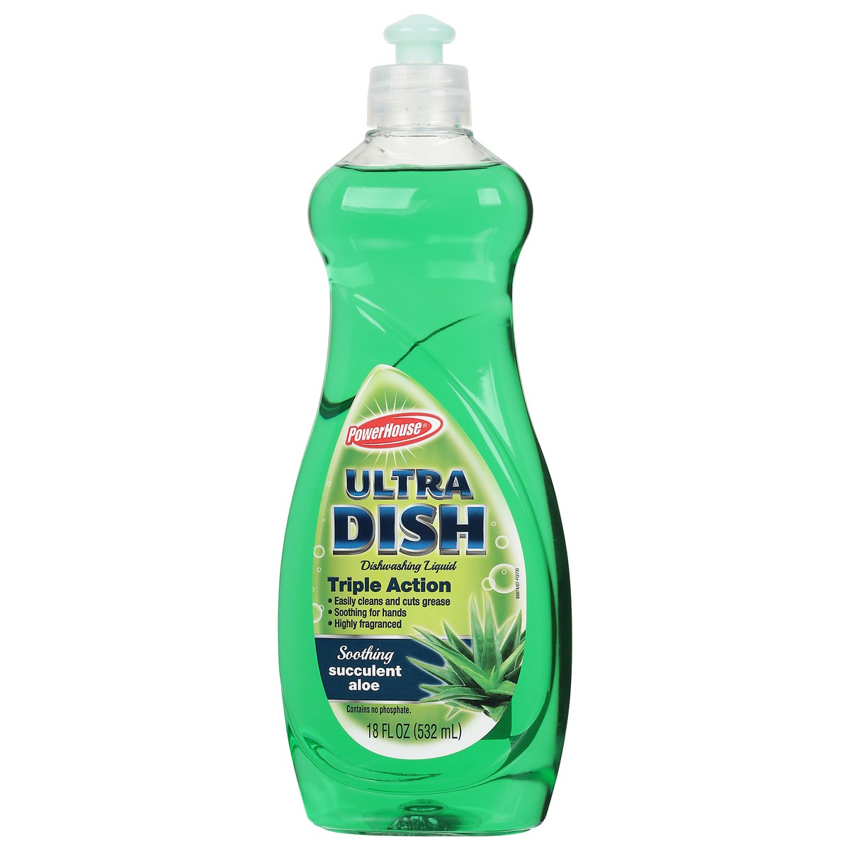 slide 4 of 10, PowerHouse Triple Action Ultra Dish Soothing Succulent Aloe Dishwashing Liquid 18 fl oz, 25 oz