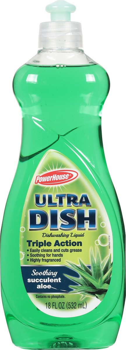 slide 9 of 10, PowerHouse Triple Action Ultra Dish Soothing Succulent Aloe Dishwashing Liquid 18 fl oz, 25 oz