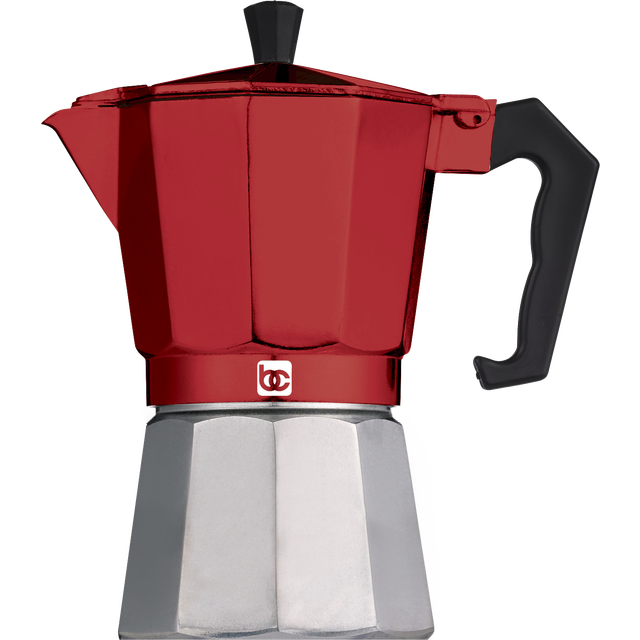 slide 1 of 1, Bene Casa Red & Silver Stove Top Espresso Maker, 1 ct