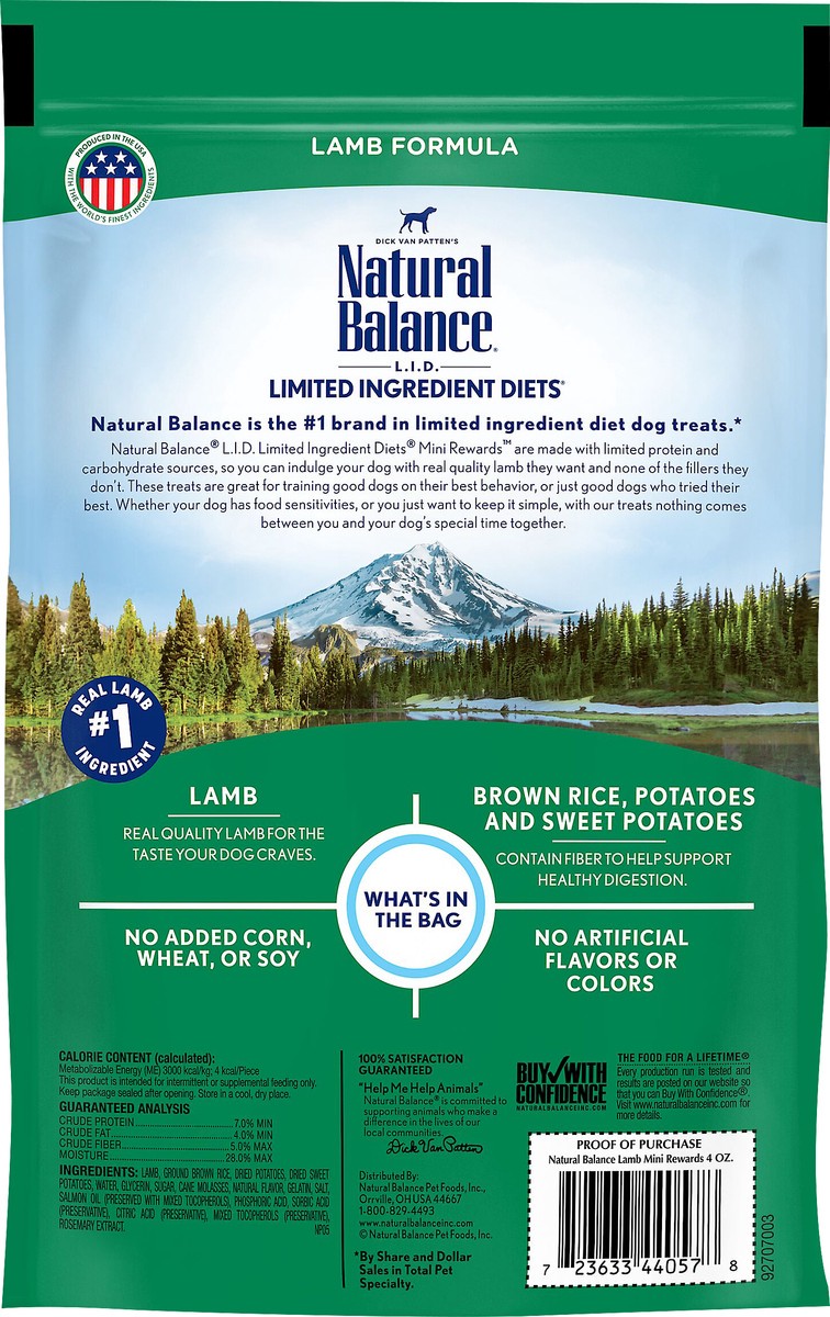 slide 7 of 8, Natural Balance L.I.D. Limited Ingredient Diets Mini Rewards Soft & Chewy Lamb Formula Treats for Dogs 4 oz, 4 oz