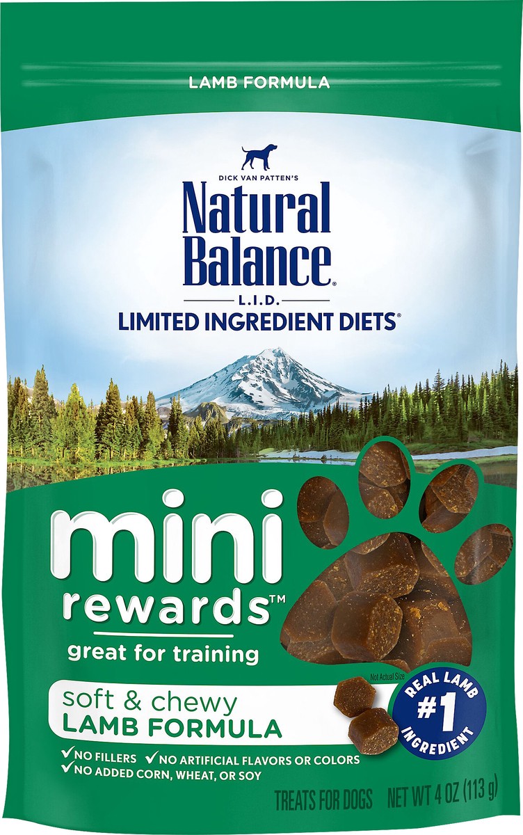 slide 8 of 8, Natural Balance L.I.D. Limited Ingredient Diets Mini Rewards Soft & Chewy Lamb Formula Treats for Dogs 4 oz, 4 oz