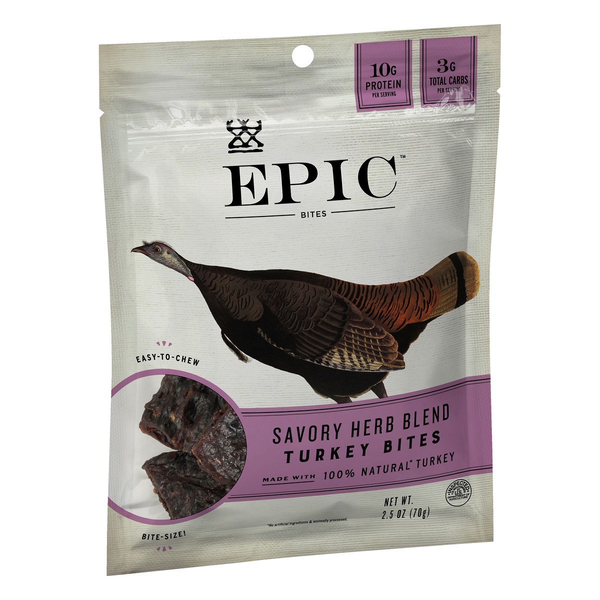 slide 2 of 9, Epic Savory Herb Blend Turkey Bites 2.5 oz, 2.5 oz