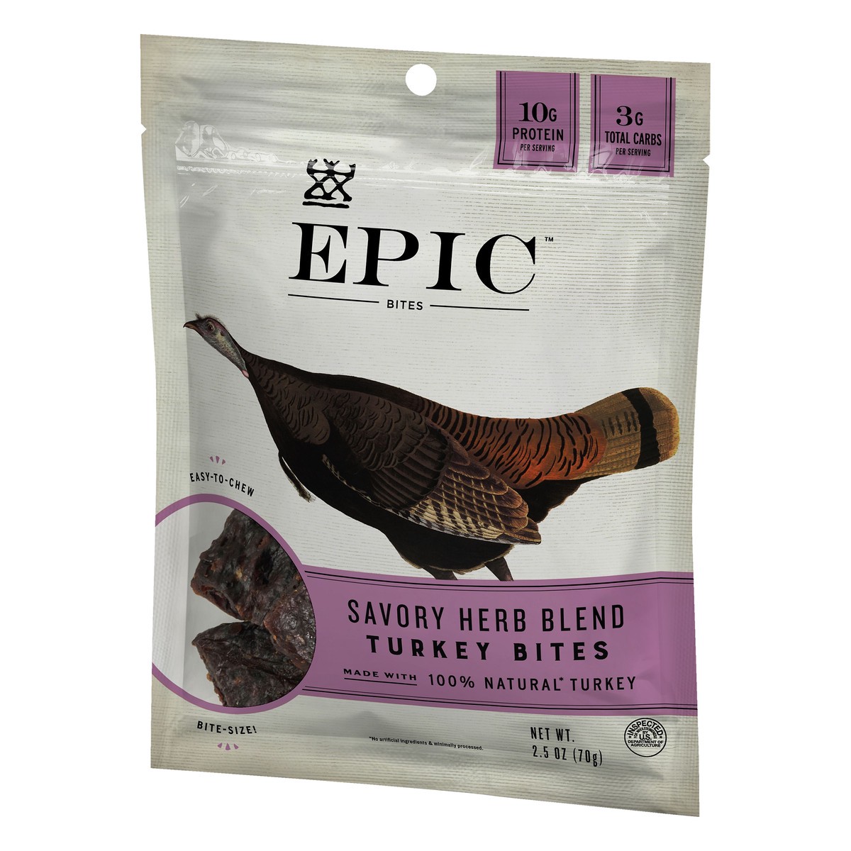 slide 3 of 9, Epic Savory Herb Blend Turkey Bites 2.5 oz, 2.5 oz