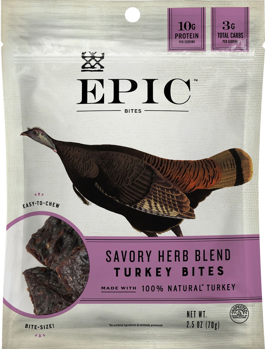 slide 1 of 9, Epic Savory Herb Blend Turkey Bites 2.5 oz, 2.5 oz