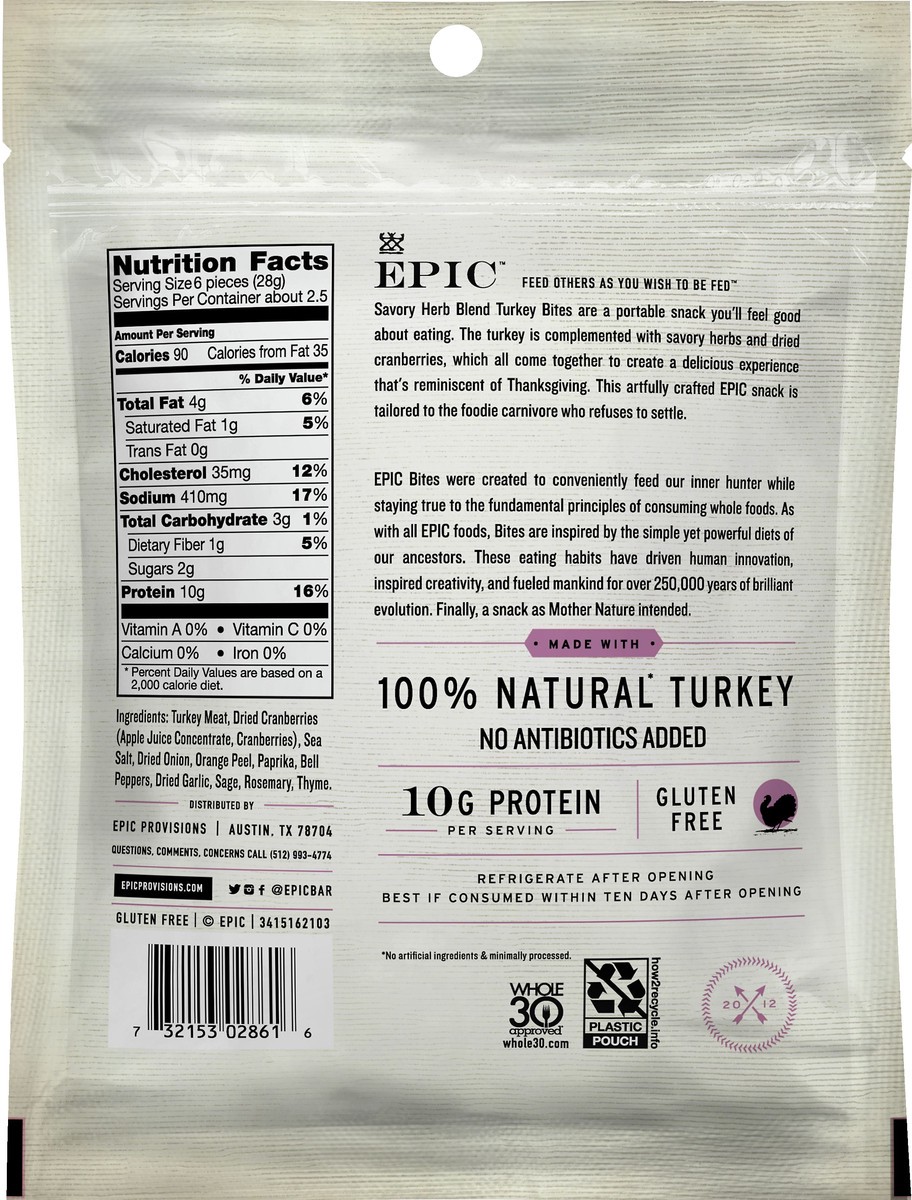 slide 5 of 9, Epic Savory Herb Blend Turkey Bites 2.5 oz, 2.5 oz