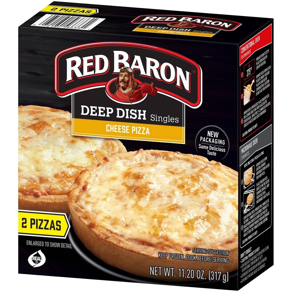 slide 4 of 5, Red Baron Deep Dish Singles Cheese Pizza 2 ea, 2 ct