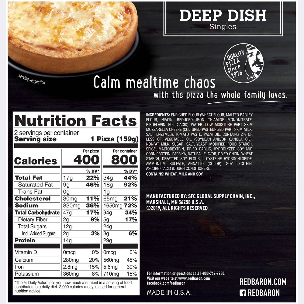 slide 3 of 5, Red Baron Deep Dish Singles Cheese Pizza 2 ea, 2 ct