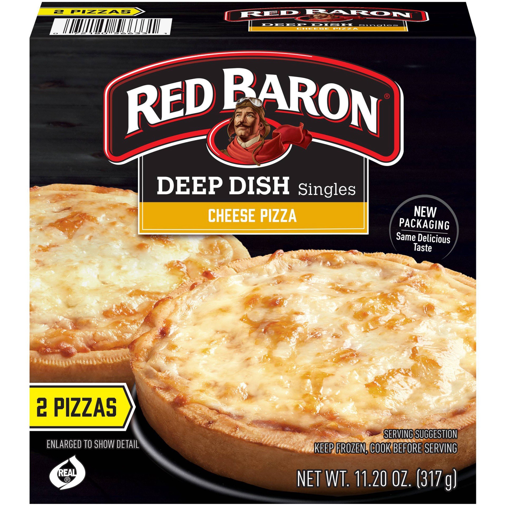 slide 1 of 5, Red Baron Deep Dish Singles Cheese Pizza 2 ea, 2 ct