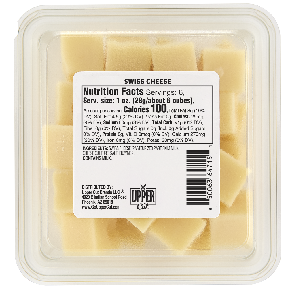 slide 2 of 6, Upper Cut Cubed Swiss Cheese, 6 oz