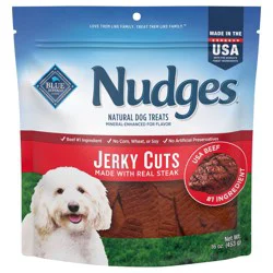 Blue Buffalo Nudges Jerky Cuts Dog Treats, Made in the USA with Natural Ingredients, Steak, 16-oz Bag