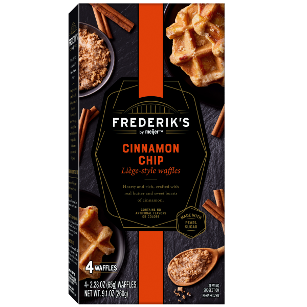 slide 2 of 29, FREDERIKS BY MEIJER Frederik's by Meijer Frozen Cinnamon Chip Liege Style Waffles, 9.1 oz