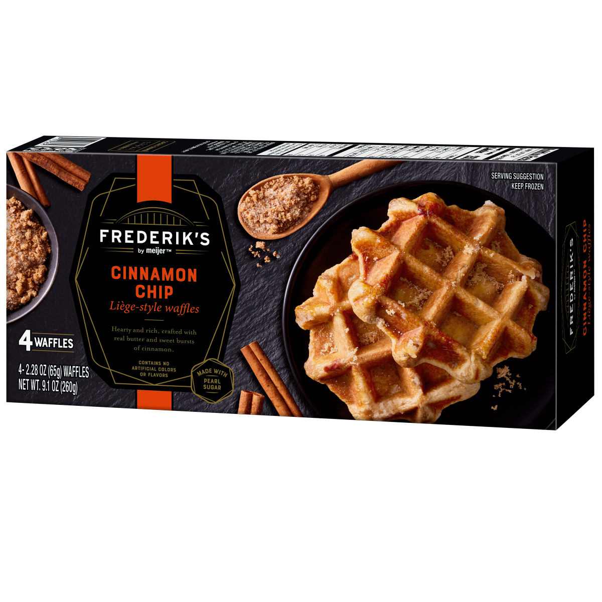 slide 3 of 29, FREDERIKS BY MEIJER Frederik's by Meijer Frozen Cinnamon Chip Liege Style Waffles, 9.1 oz