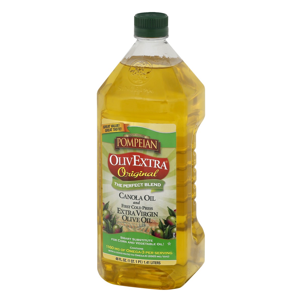 slide 3 of 9, Pompeian Evoo Canola Oil Blend, 48 fl oz