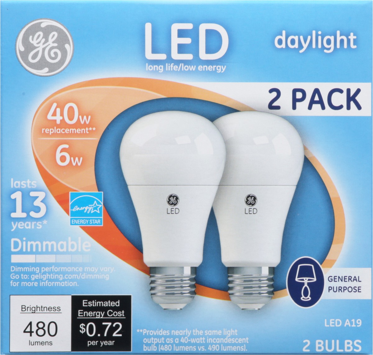 slide 6 of 9, GE LED 6 Watts 2 Pack Light Bulbs 2 Pack 2 ea, 2 ct