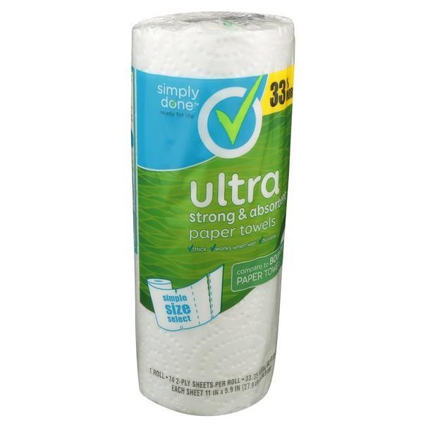 slide 1 of 1, Simply Done Ultra Simple Size Select White Paper Towels, 74 ct