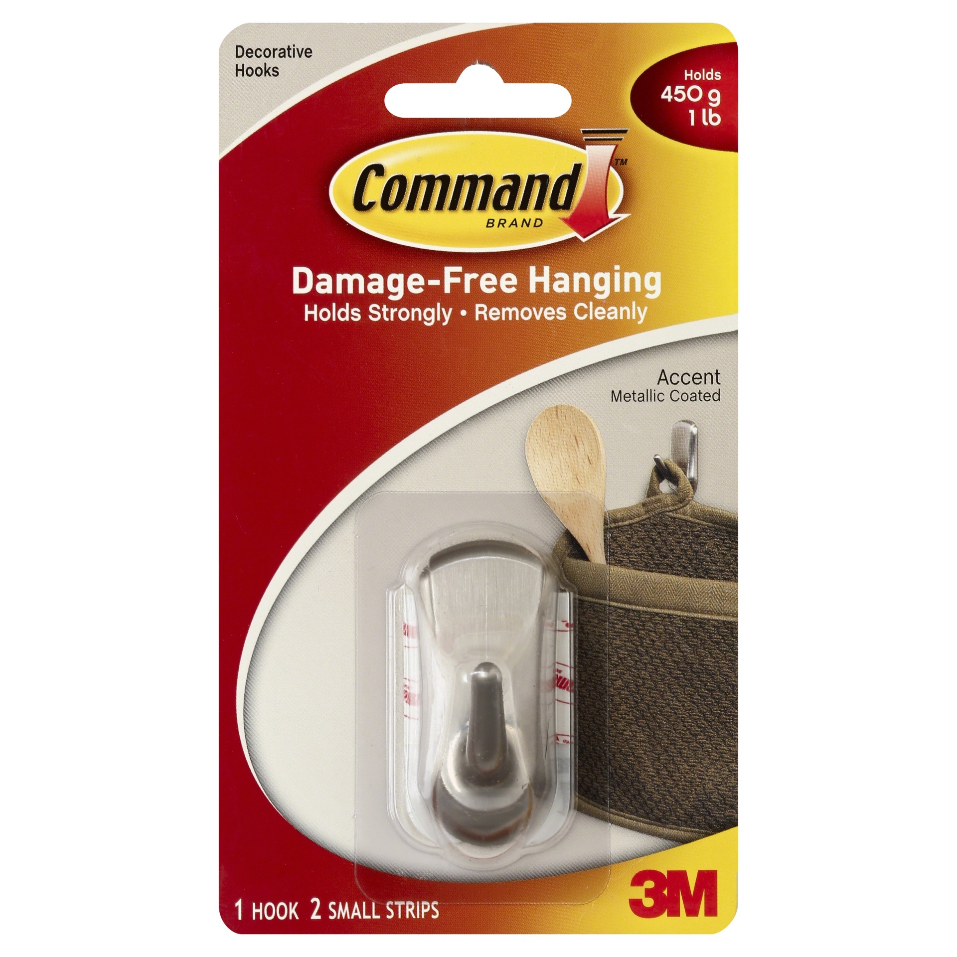 slide 1 of 4, Command Brush Nickel Small Accent Hook, 1 ct