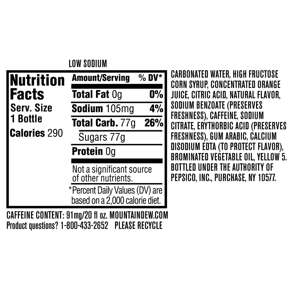 slide 2 of 2, Mountain Dew Citrus Soda Bottle, 20 fl oz