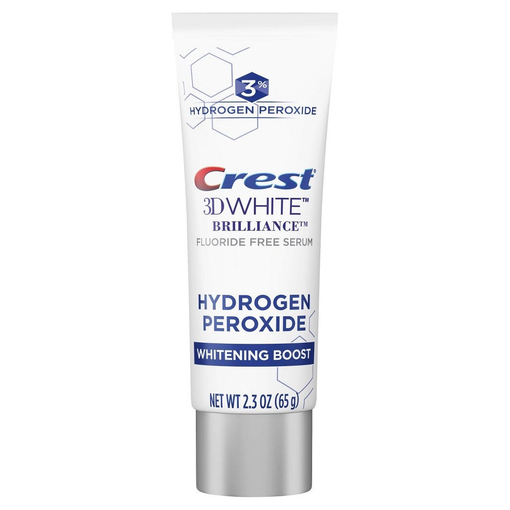 slide 2 of 4, Crest 3D White Brilliance Hydrogen Peroxide Fresh Mint Whitening Boost Toothpaste, 2.3 oz