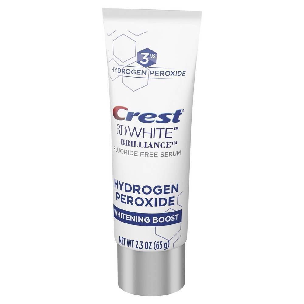 slide 4 of 4, Crest 3D White Brilliance Hydrogen Peroxide Fresh Mint Whitening Boost Toothpaste, 2.3 oz