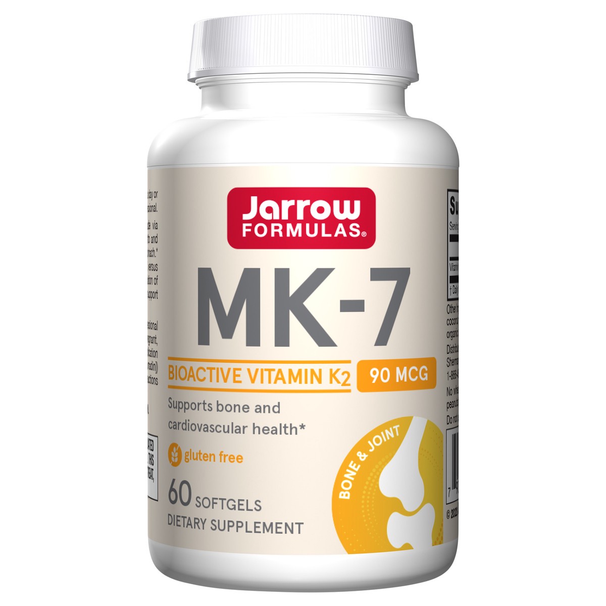 slide 1 of 4, Jarrow Formulas MK-7 90 mcg - Bioactive Form of Vitamin K2 - 60 Servings (Softgels) - Support to Build Strong Bones & Cardiovascular Health - Dietary Supplement - Gluten Free, 60 ct