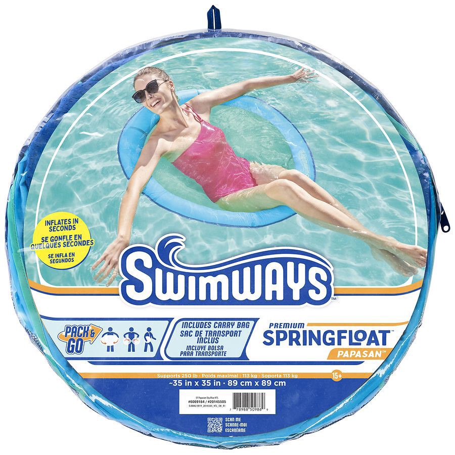 slide 1 of 1, Swimways Papasan Spring Float with Hyper-Flate Valve, 1 ct
