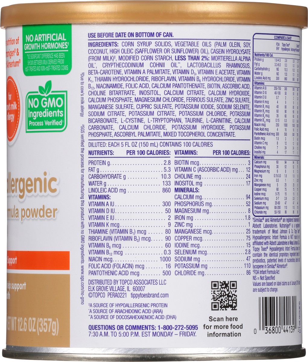 slide 3 of 14, Tippy Toes 0 to 12 Months Hypoallergenic Powder with Iron Infant Formula 12.6 oz, 12.6 oz