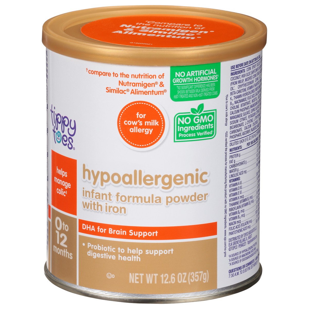 slide 7 of 14, Tippy Toes 0 to 12 Months Hypoallergenic Powder with Iron Infant Formula 12.6 oz, 12.6 oz