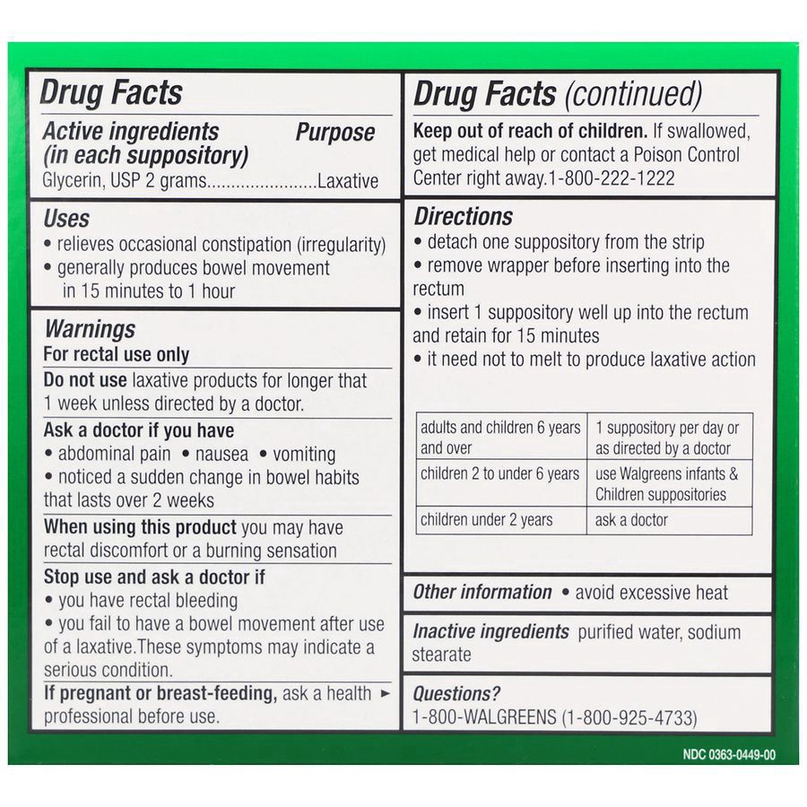 slide 4 of 5, Walgreens Glycerin Suppositories, 100 ct