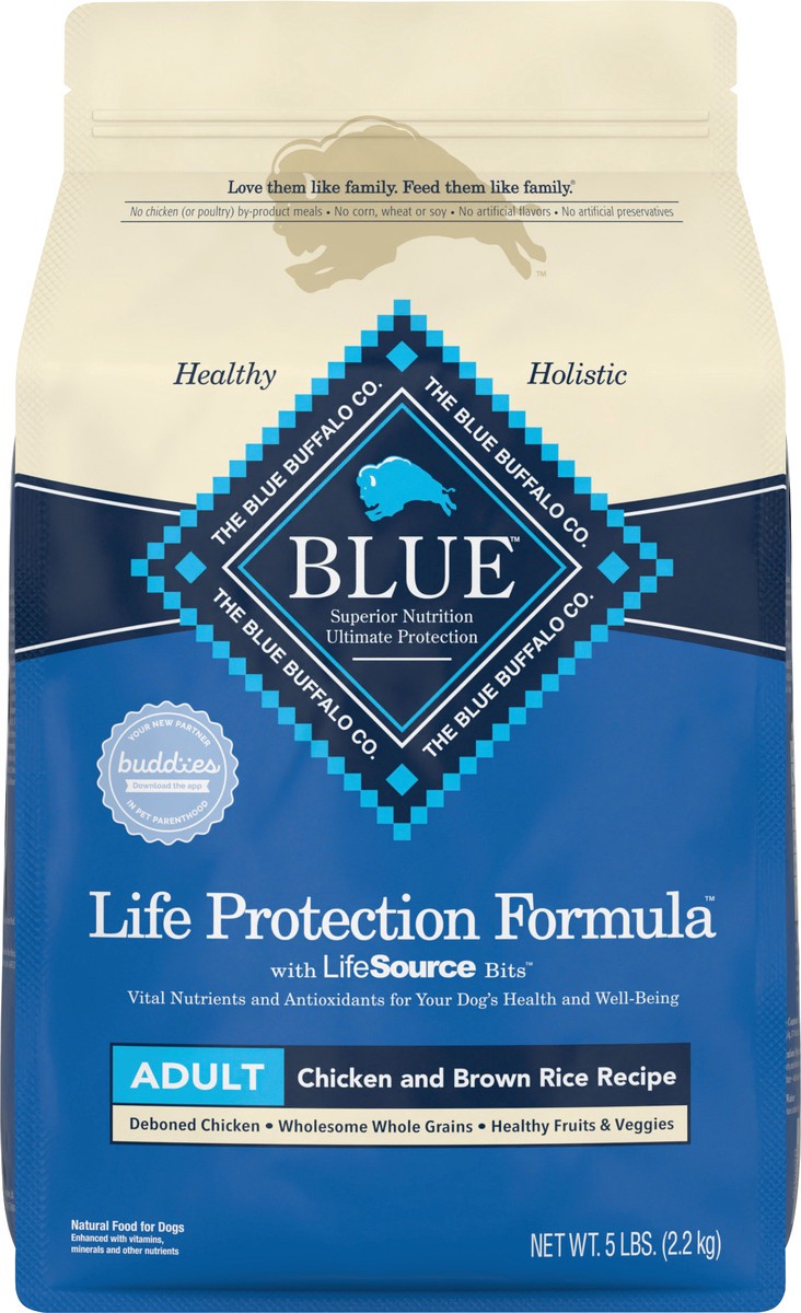 slide 5 of 8, Blue Buffalo Life Protection Formula Adult Dry Dog Food, Helps Build and Maintain Strong Muscles, Made with Natural Ingredients, Chicken & Brown Rice Recipe, 5-lb Bag, 5 lb