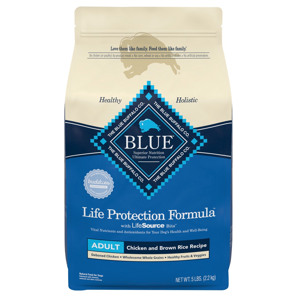 slide 1 of 8, Blue Buffalo Life Protection Formula Adult Dry Dog Food, Helps Build and Maintain Strong Muscles, Made with Natural Ingredients, Chicken & Brown Rice Recipe, 5-lb Bag, 5 lb