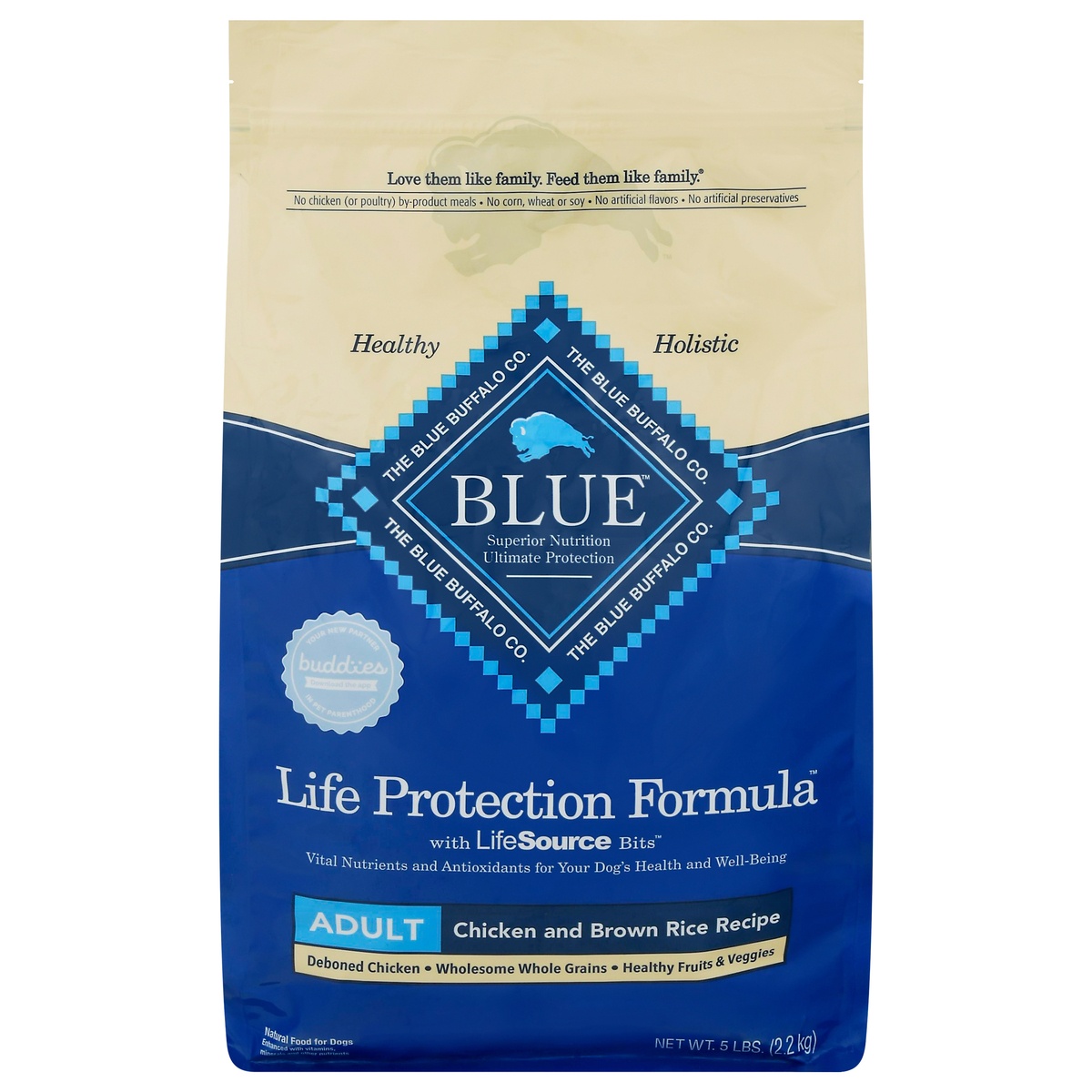 slide 1 of 1, Blue Buffalo Blue Life Protection Formula Adult Chicken and Brown Rice Recipe Food for Dogs 5 lb, 6 lb