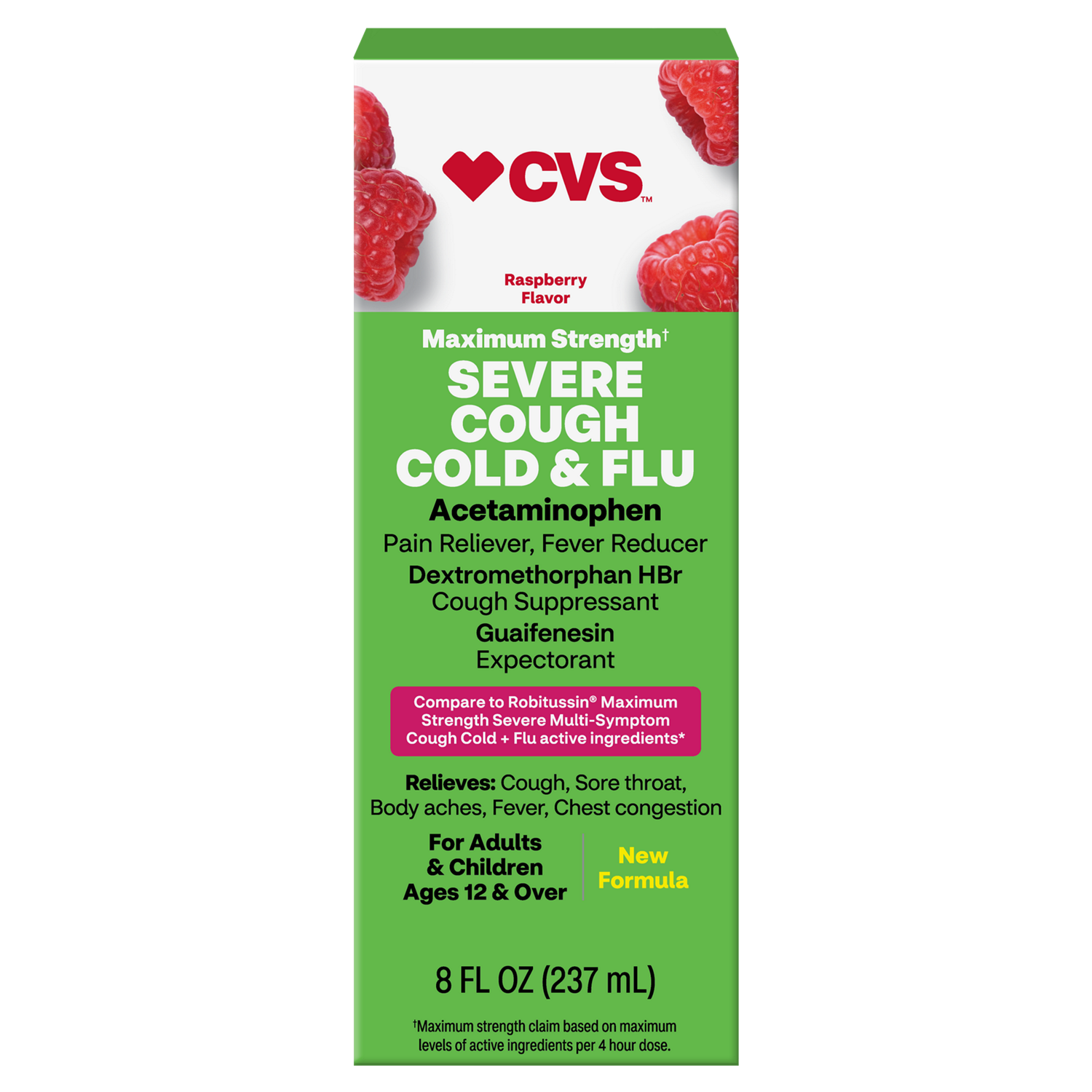 slide 1 of 1, Cvs Health Tussin Severe Cold And Flu Max, Raspberry, 8 Oz, 8 oz