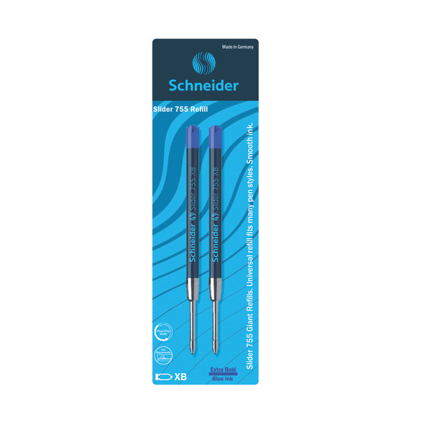 slide 1 of 2, Schneider Slider Xb Giant Ballpoint Pen Refills, Extra-Bold Point, 1.4Mm, Blue Ink, Pack Of 2, 2 ct