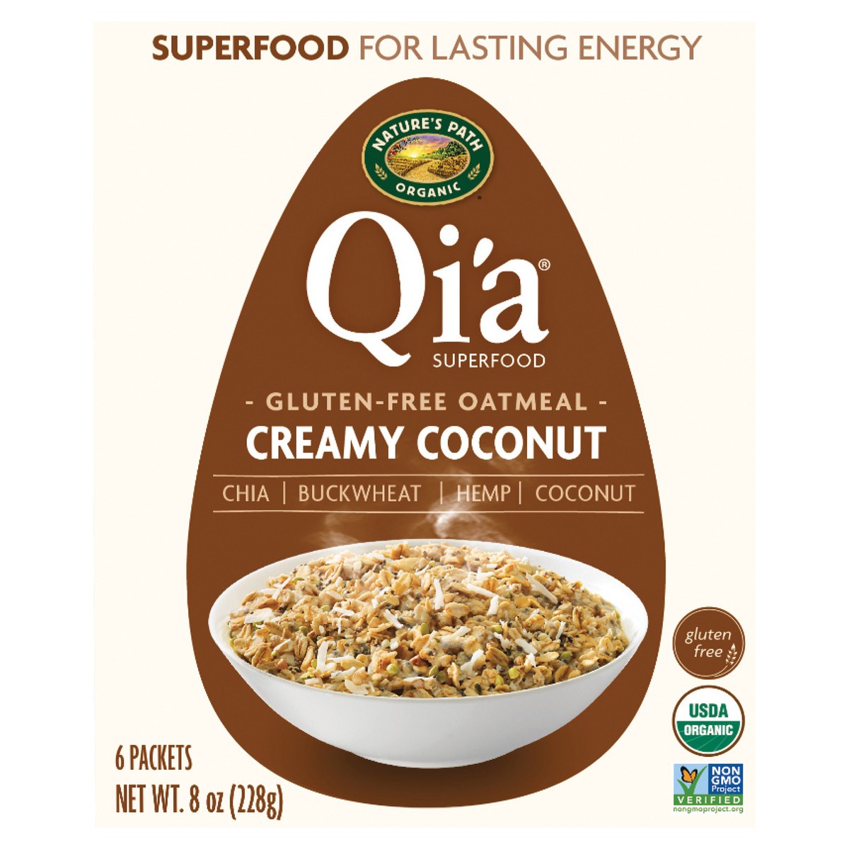 slide 1 of 3, Nature's Path Organic Nature's Path Qi'a Organic Creamy Coconut Oatmeal 8oz Box, 8 oz