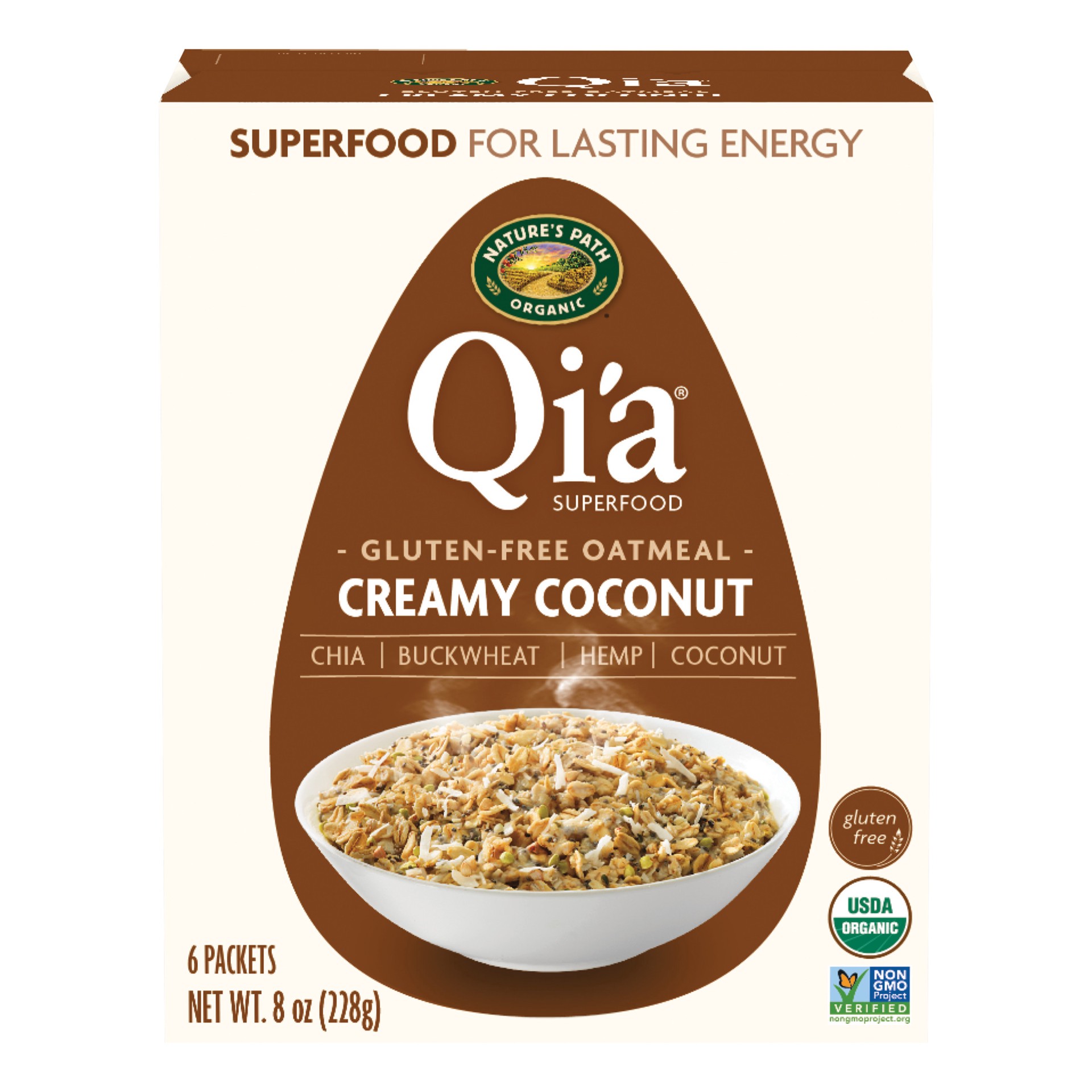 slide 1 of 3, Nature's Path Qi'a Organic Creamy Coconut Oatmeal 8oz Box, 8 oz