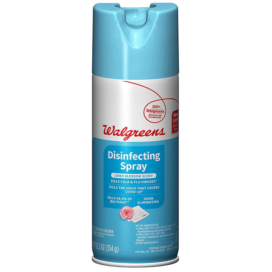 slide 1 of 2, Walgreens Disinfecting Spray Linen Blossom, 12.5 oz