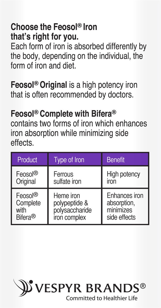 slide 3 of 7, Feosol Complete with Bifera Iron Supplement, 30 ct