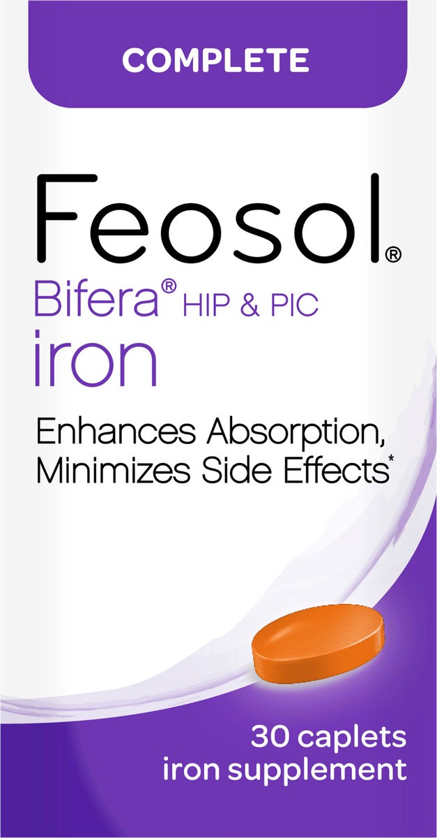 slide 4 of 7, Feosol Complete with Bifera Iron Supplement, 30 ct